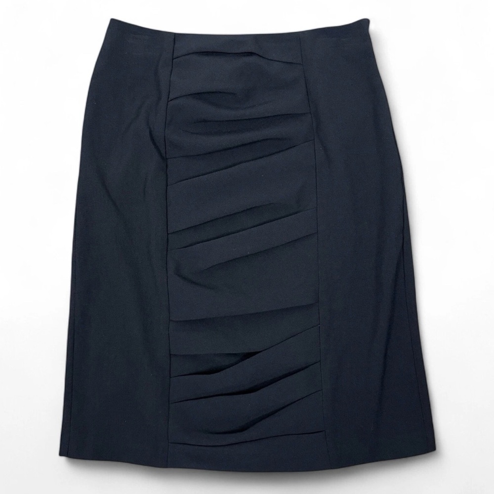 Sunny Leigh Skirt Womens Size 4 Black Stretch Side Zip Ruched Front New